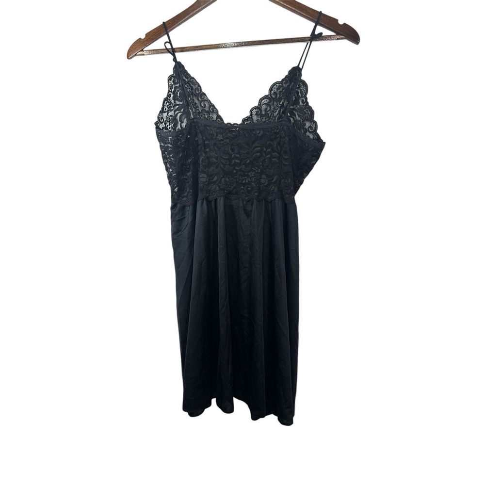 Vintage Barbizon Lace Nightgown Dress Slip Womens Miss Black Size M - Picture 2 of 9